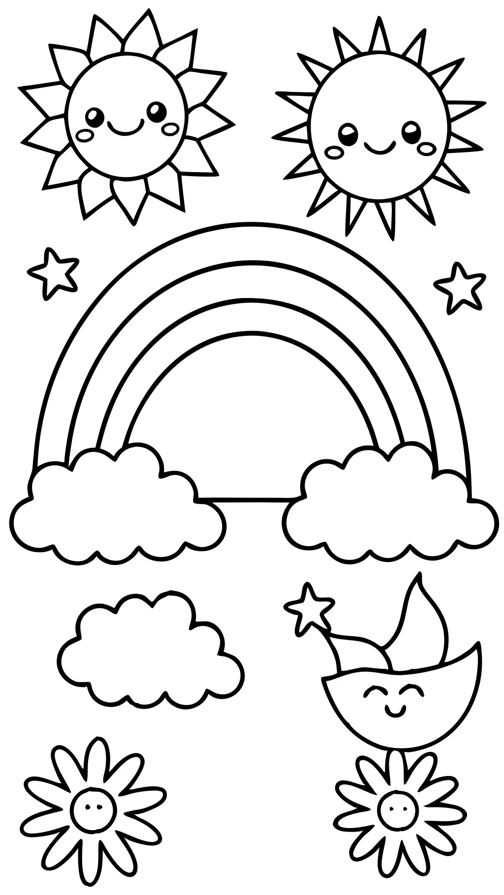 coloring page of a rainbow